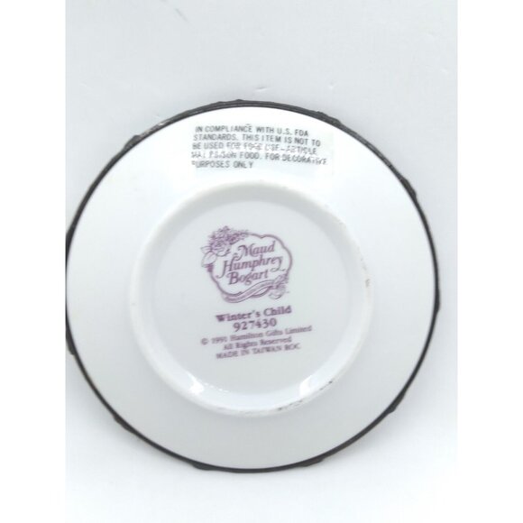 1991 Maud Humphrey Bogart Winter's child Hamilton decor Plate metal trim 4.10" - Picture 5 of 8